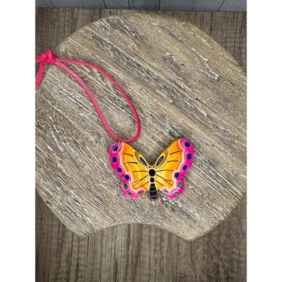 Genuine Leather Butterfly Purse Charm Leather Hand Painted Spring Bag Charm NEW - Picture 5 of 5